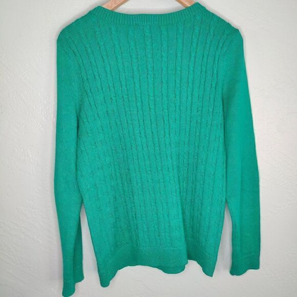 Talbots Green Cable Knit Button Design Long Sleeve Sweater - Picture 3 of 7